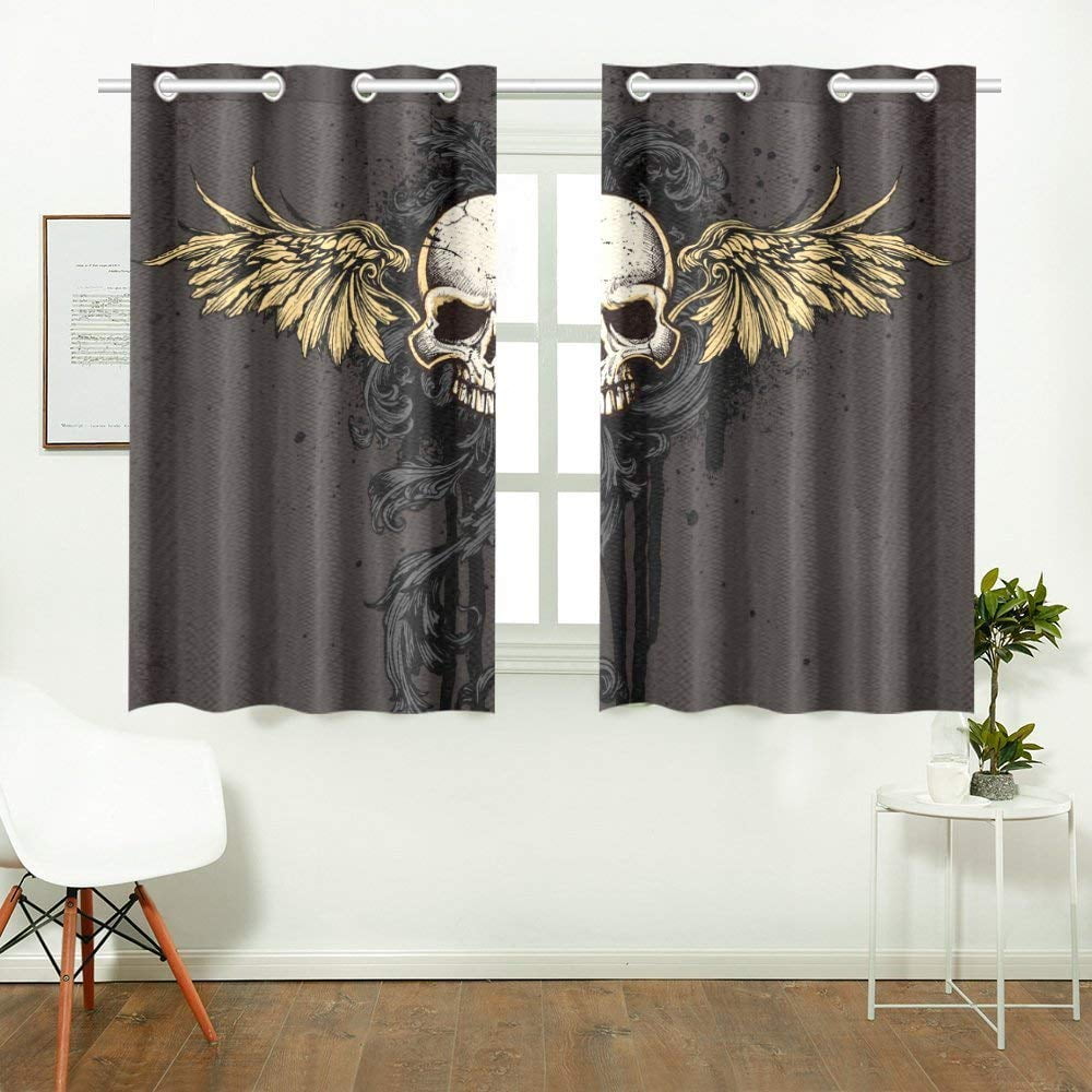 CADecor Gothic Punk Skull Window Treatment Panel Curtains Window ...