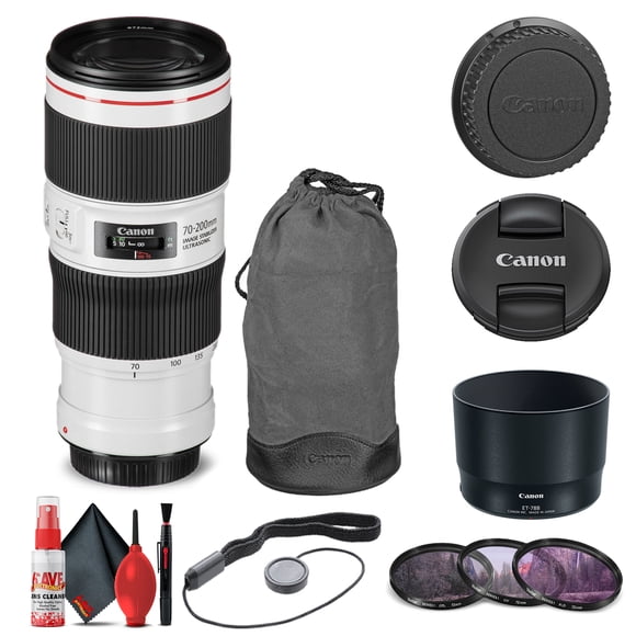 Canon EF 70-200mm f/4L IS II USM Lens (2309C002) + Filter + Cap Keeper + More