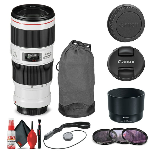 Canon EF 70-200mm f/4L IS II USM Lens (2309C002) + Filter + Cap Keeper + More