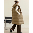 thumbnail image 2 of Chaquetas sin mangas para mujer, chaleco de plumón coreano, chaleco sencillo e informal de moda, parka con capucha a prueba de viento, chaleco largo grueso, abrigos de plumón, 2 of 4