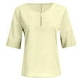 thumbnail image 4 of Viluyesy V-Neck T-Shirt for Womens 3/4 Sleeves Shirt Tops Loose Blouse Yellow Size XL, 4 of 5
