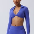 thumbnail image 2 of Women's V Neck Sports Bras Workout Running Athletic Bra Long Sleeve Crop Tops Metamorph Sienna Twist Deep V Workout Cropped T Shirt Top with Compression for Yoga Pilates Gym Outfit, 2 of 7