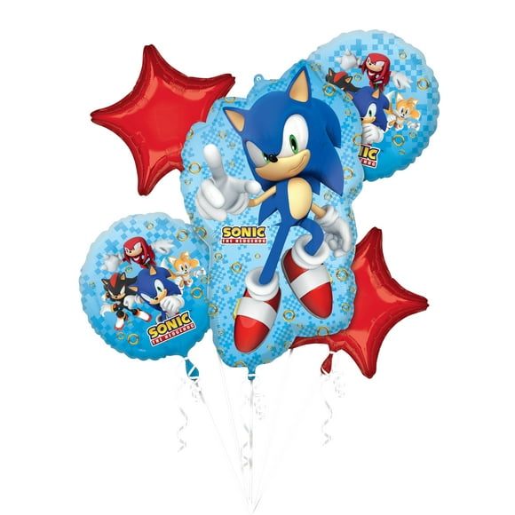Sonic HEDGEHOG 2 Themed Balloon Bouquet: Set of 5 Foil Balloons