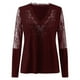 thumbnail image 4 of ICHUANYI Clearance Women Sexy Rhinestone V-Neck Lace Splice Mesh Long Sleeve Pullover Top Blouse T-Shirt ICHUANYI "ICHUANYI", 4 of 5