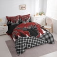 thumbnail image 3 of Feelyou Jungle Moose Elk Boys Bedding Comforter Set 7pcs, Rustic Western Plaid Queen Bedding Sets, Red Farmhouse Theme Reversible Queen Sheet Sets, Lightweight Room Decor, 3 of 7
