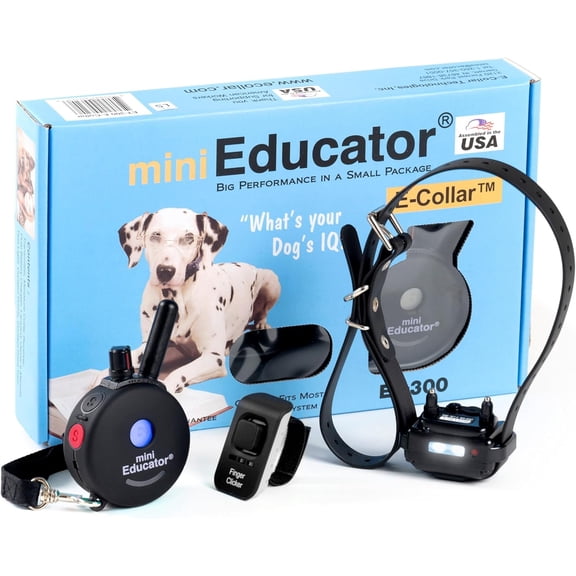 E-Collar – Educator ET-300-1/2 Mile Waterproof Remote Dog Training Collar Includes Premium Finger Clicker Trainer, 100 Programmable Levels Vibration Light Sound, Black