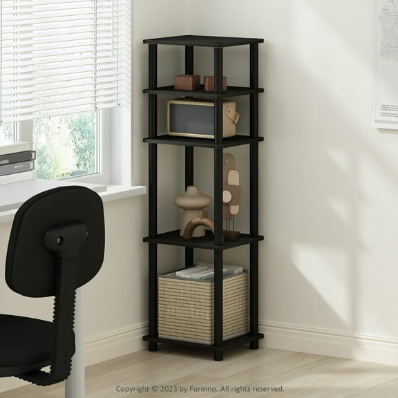Furinno Turn-N-Tube Easy Assembly Stackable Standing Shelf, Americano/Black