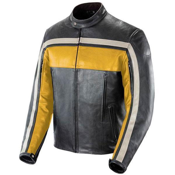 Joe Rocket 'Old School' Mens Yellow/Black/Ivory Leather Motorcycle ...