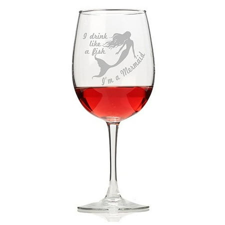 Chloe and Madison Drink Like a Fish I'm a Mermaid 12 oz. Wine Glass (Set of 4)