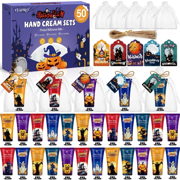 Set de regalo de crema de manos de Halloween VESPRO para mujer, 50 juegos