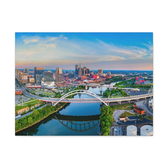 Nashville Daytime Skyline Canvas Artwork Breathtaking Stunning Cityscape for Home Decor Ready to Hang