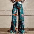 thumbnail image 2 of Charmgo Palazzo Pants for Women, Women's Vintage Floral Print Wide Leg Pant High Waisted Stretchy Flowy Pants with Pockets, Baggy Pants for Women Navy XXXXXL, 2 of 2