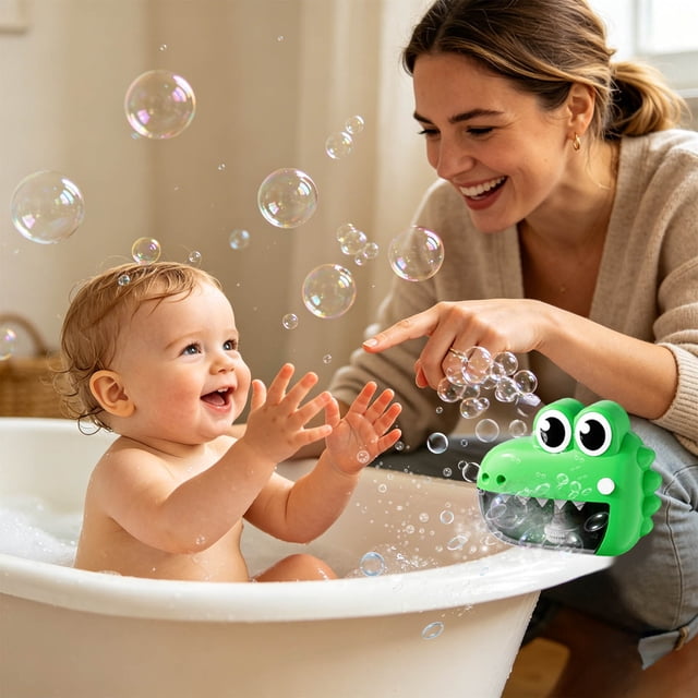 WUSUOWEI 1PC Bath Bubble Machine,One Button Bath Toy with Suction Cup,Fun Bathtub Toy,Bubble Maker for Bathtub,Convenient Installation Shower Fun,Bathing Play Accessory for Toddlers and Kids