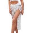 thumbnail image 2 of Fangasis Ladies Cover Up Skirts Hollow Out Sarong Swimwear Crochet Swimsuit Wrap Women Solid Color Bathing Suit Skirt Sexy Summer White L, 2 of 5