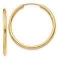 thumbnail image 1 of 14k Yellow Gold Round Endless 2mm Hoop Earrings, 1 of 8