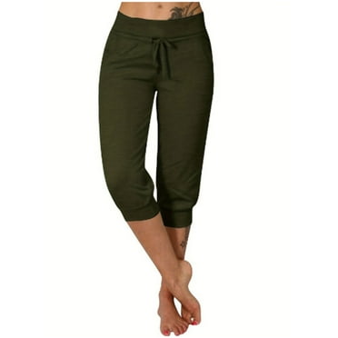 ShomPort Women's Capri Sweatpants Summer Joggers Yoga Pants Drawstring Elastic Waist Pants with Pockets