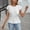 #507-White, variant on Women's Blouse, Bodycon Waist Cinching Round Neck T-Shirt Top, Soft Casual Shirt for Office and Daily Wear