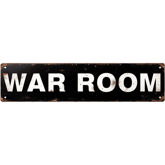War Room Tin Sign - 16x4 Inch - Ideal for Game Room, Office, Man Cave Decor - Military Signs, Strategic Wall Art