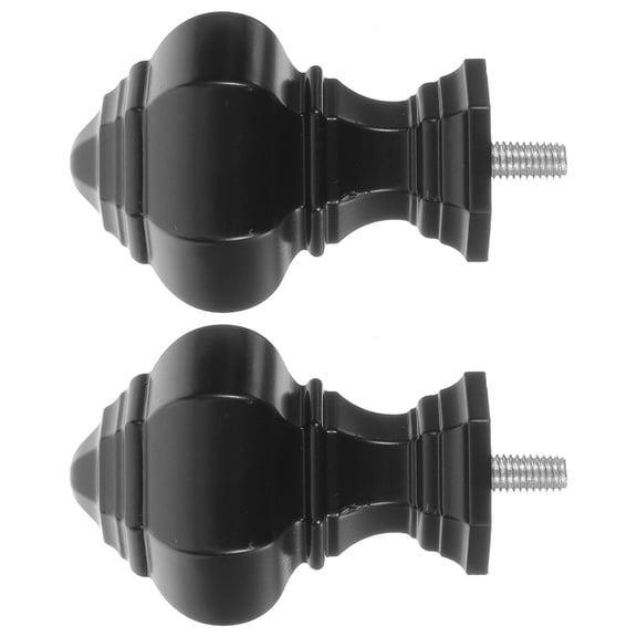 IBASETOY Matte Black Curtain Rod Finials 2pcs Roman Home Decor Accessories