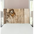 thumbnail image 1 of Safari Headboard, Siberian Tiger Eye Looking Through Wooden Peep Hole in Spy Predator Big Cat Wild Print, Upholstered Decorative Metal Bed Headboard with Memory Foam, Twin Size, Tan, by Ambesonne, 1 of 4