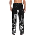 thumbnail image 3 of Picia Vintage Black white Plant skull Mens Soft Woven Cotton Elastic Waistband Sleep Pajama Pant Lounge Sleep Pant With Pockets And Drawstring-XX-Large, 3 of 9