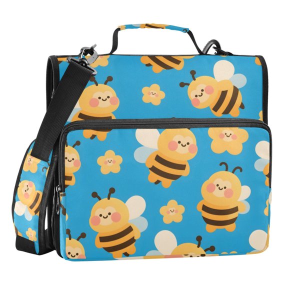 ALAZA Zipper Binder Bees Cute 3 Ring Trapper Keeper File Folder Organizer Bag