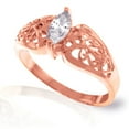 thumbnail image 3 of Galaxy Gold 14K Solid Rose Gold Filigree Ring with Natural Marquis-Shaped White Topaz, Size 6.0, 5.5-11 Sizes, November Birthstone, Symbol of Clarity, 3 of 4
