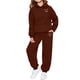 thumbnail image 2 of Sudadera con capucha larga con estampado pequeño en forma de corazón para niños y pantalones deportivos con lazo en las piernas, conjunto deportivo informal de dos piezas con forro polar para mayor ca, 2 of 4