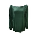 thumbnail image 4 of Womens Long Sleeve Tops Off The Shoulder Tunic Solid Color Shirts Casual Loose Fit Trendy Lounge Blouses(X-Large,Green), 4 of 5