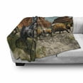 thumbnail image 2 of Western Horse Soft Flannel Fleece Throw Blanket, American Cowboy Wrangler Herding Cattle in Meadow Digital Illustration, Cozy Plush for Indoor and Outdoor Use, 50" x 70", Multicolor, by Ambesonne, 2 of 5
