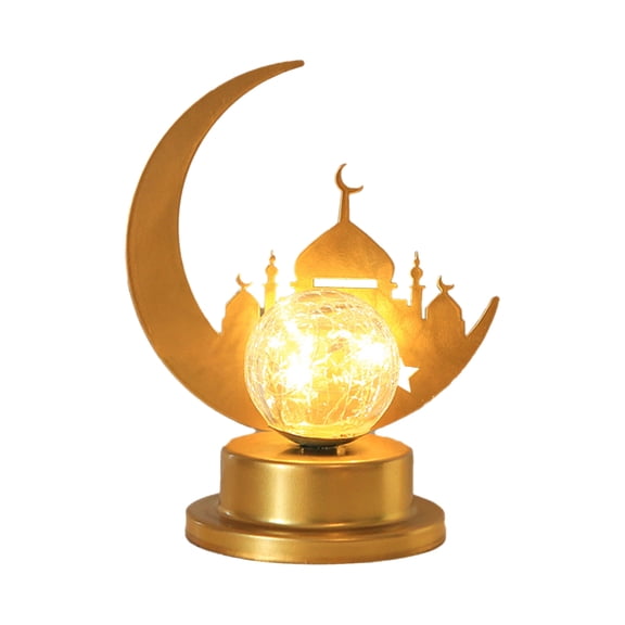 Amdohai Veilleuses de l'Aïd Ramadan Lune en Fer Lampe de Bureau Ramadan Aïd Mubarak Lampe de Bureau Croissant Fête Lumières Féeriques à DEL Style Musulman Lumières Décoratives à DEL pour Décoration de Table