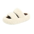 thumbnail image 3 of Lenago Winter Fuzzy Slippers for Women Soft-soled Fluffy Bedroom Slipper Slip On House Shoes Faux Fleece Lined Indoor Outdoor Slippers with Cozy Platform, 3 of 10