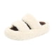 thumbnail image 2 of Pantuflas de mujer con suela gruesa y alza, color beige, doble tira, estilo moderno con letras, cómodas para otoño e invierno, talla 40 Rkxzt, 2 of 9