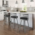 thumbnail image 6 of Amisco Render 30 In. Swivel Bar Stool - Black Faux Leather / Metallic Grey Metal, 6 of 9