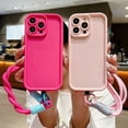 thumbnail image 2 of Funda de teléfono de lujo con cordón suave mate para iPhone 15, 14, 13, 12, 11, 16 Pro Max, X, XS Max, XR, 7, 8 Plus, correa de mano, funda a prueba de golpes, 2 of 5