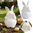 thumbnail image 2 of 6 Inch White Resin Easter Bunny Figurine with Carrot - Spring Home Table Centerpiece Farmhouse Decor for Indoor Easter, Christmas, and Housewarming Party Decorations, 2 of 6