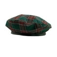 thumbnail image 3 of Women's Plaid Beret Hat, Classic British Style Flat Top Painter Cap for Women,56-58cm,red, 3 of 9
