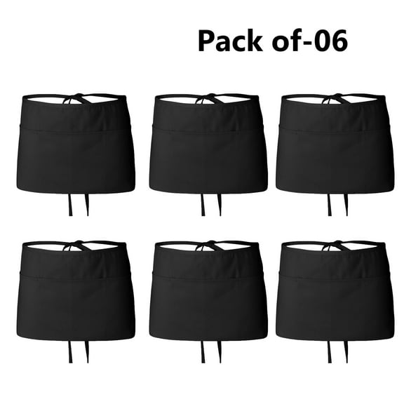 LIBERTY BAGS Waist Aprons to Protect Your Clothing | 6 Pieces of Waist Aprons Made with 7.5 Oz./yd² (Us), 55/45 Cotton/polyester - Black | Size - One Size(24"W x 12"L)