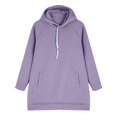 thumbnail image 6 of Women's Longline Hooded Sweatshirt, Side Slit Detail with Pockets, Oversized Casual Pullover for Layered Looks and Comfortable Daily Wear-Light Violet, 6 of 7