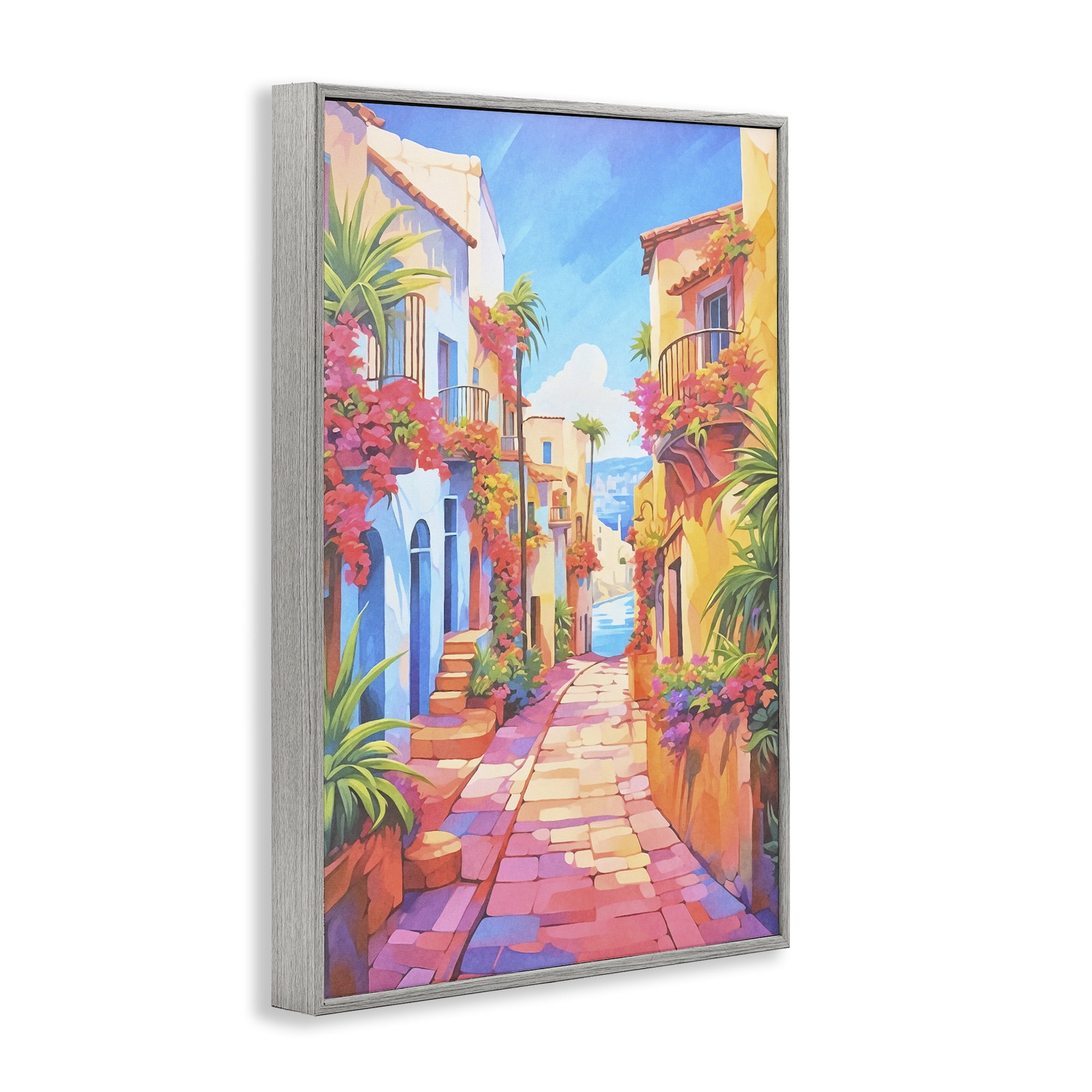 Stupell Industries Mediterranean Moments Scene Scenery Painting Gray Framed Art Print Wall Art, 20 x 30