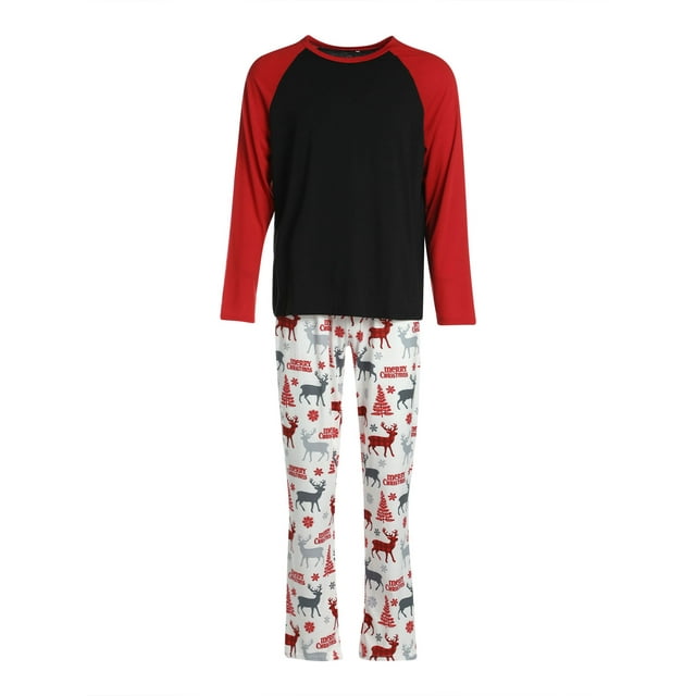 Honganda Cute Contrast Color Tops and Elk Print Trousers Parent-child Pajamas
