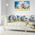 thumbnail image 3 of Designart Blooming Cherry Tree Blue - Watercolor Floral Throw Pillow - 12x20, 3 of 5