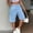 *Blue, variant on Women's Linen Blend Drawstring Knee Length Shorts with Pockets and Pleated ,Solid Color Casual Bermuda Pants Green,Womens Plus M