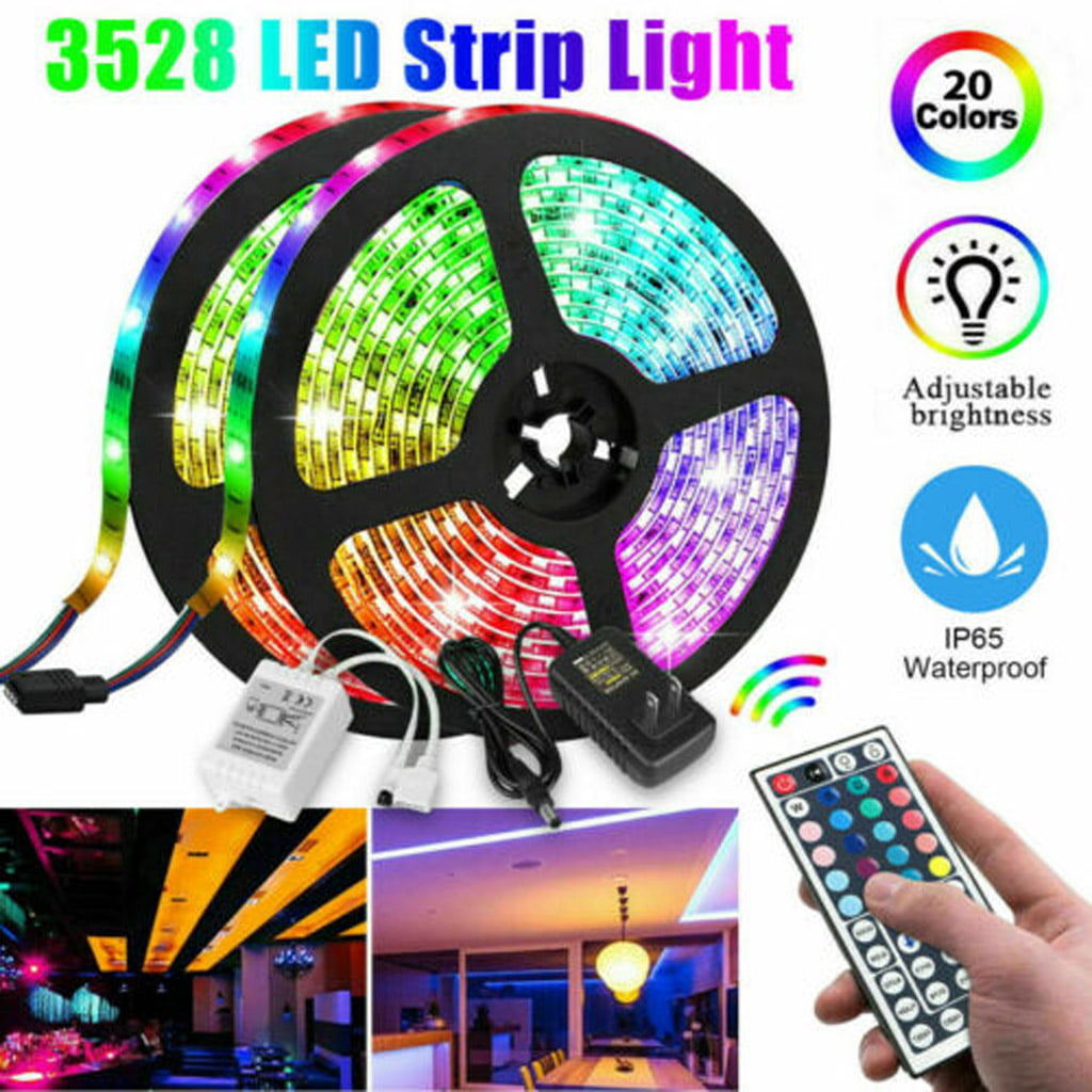 LED Strip Lights 16 FT Bluetooth APP Remote 3528 RGB Backlight Waterproof 