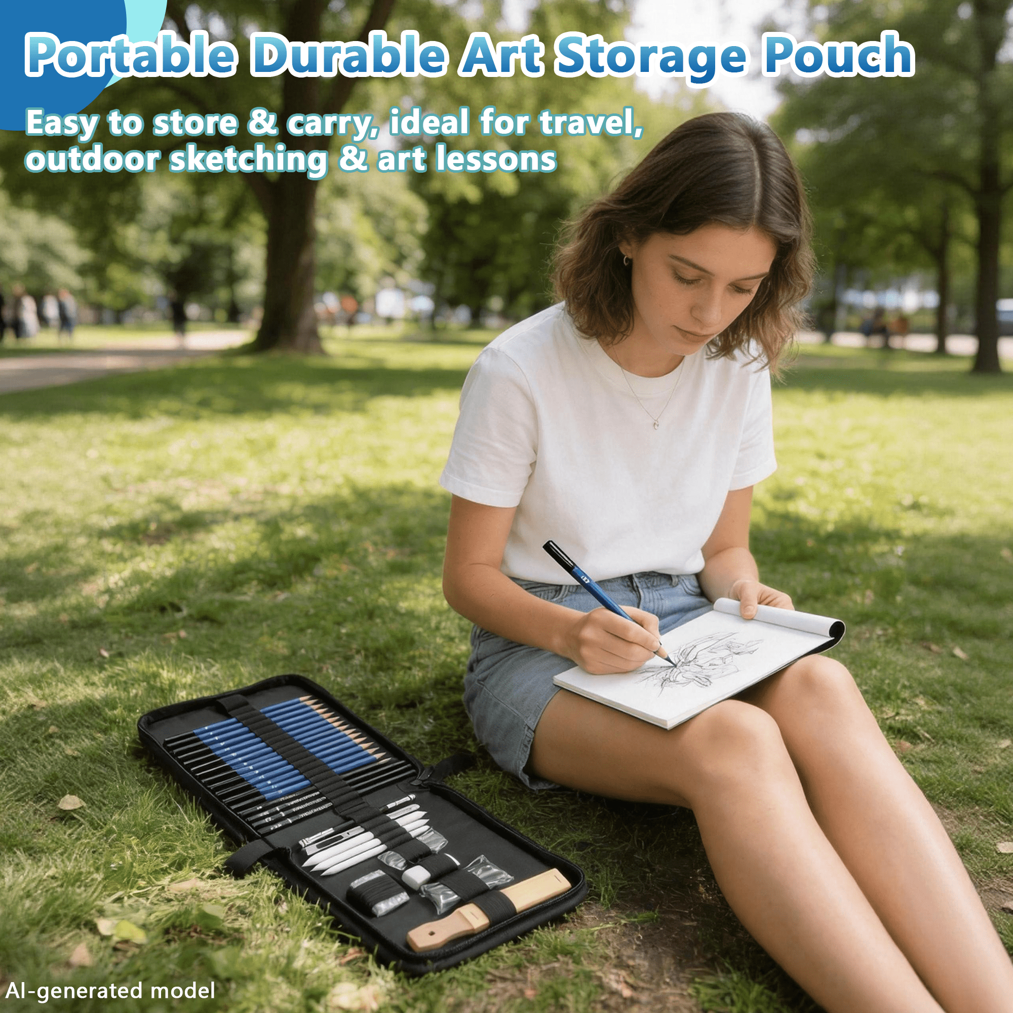 35 Piece Sketching and Drawing Pencils Set, Professional Sketch Kit with Sketch Book, Graphite & Charcoal Pencils, Zipper Carry Case for Beginners, Teens and Adults