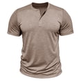 thumbnail image 4 of Domuza Mens Henley Shirts Short Sleeve Casual Stylish T Shirts Lightweight Summer Basic Tee Tops Khaki XL, 4 of 4