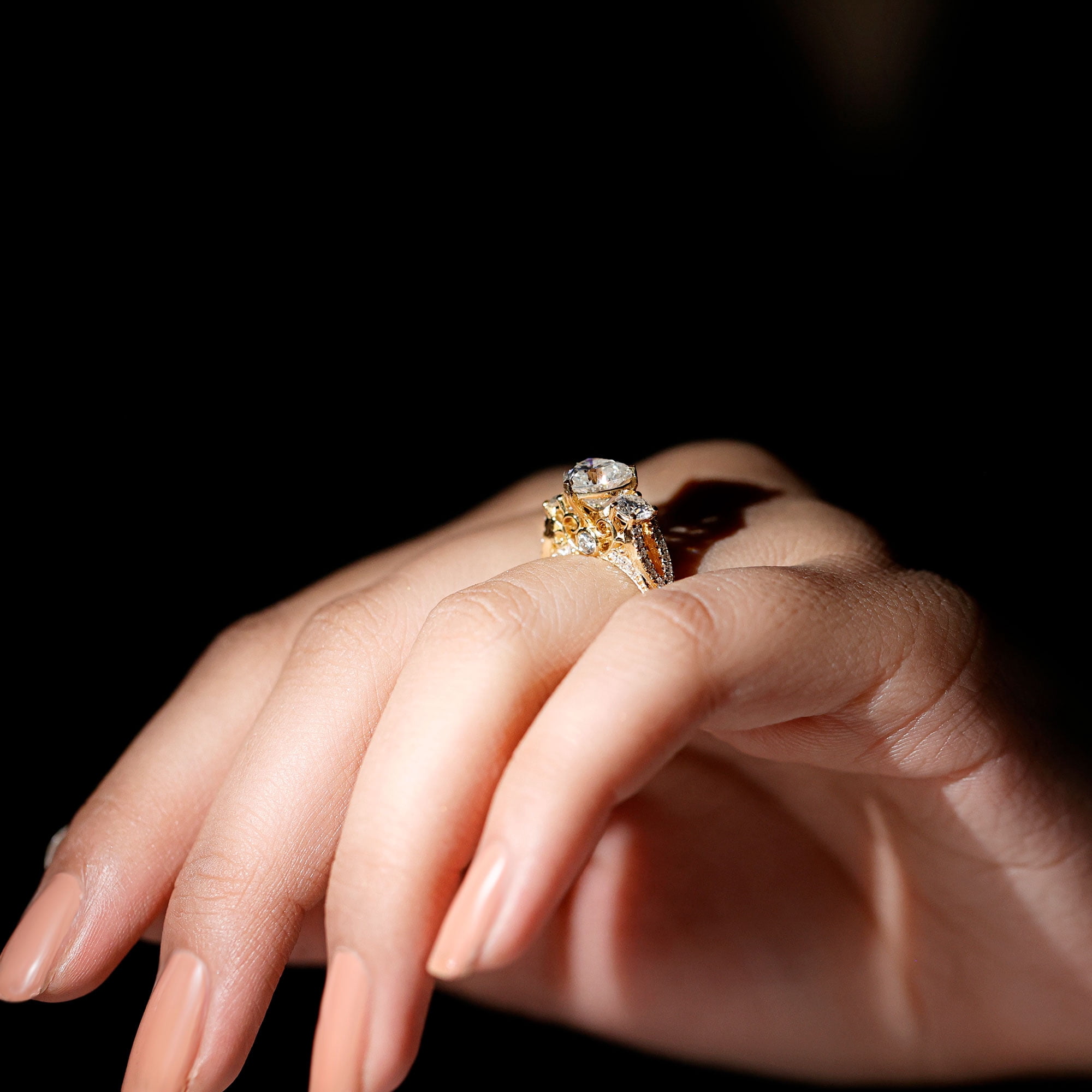 Rosec Jewels Heart Shape Moissanite Engagement Ring for Women - 7 mm - D-VS1 Quality Moissanite Statement Ring with Jewelry Box, 14K Yellow Gold, US 5.00