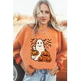 thumbnail image 6 of Women's Orange Halloween Ghost & Pumpkin Bat Print Pullover Sweatshirt - [ZhiHiMeRi] | (US 4-6)S, 6 of 9
