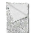 thumbnail image 2 of Floral Soft Flannel Fleece Blanket, Abstract Sketchy Hand Drawn Garden Spring Flowers with Grey Backdrop Image, Cozy Plush for Indoor and Outdoor Use, 60" x 80", Pale Grey and White, by Ambesonne, 2 of 5