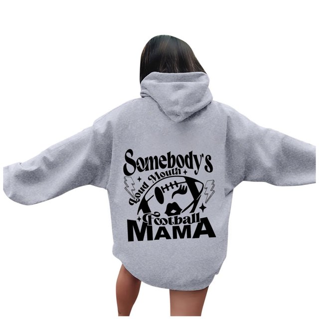 WEAIXIMIUNG Sweat à Capuche Rouge pour Femmes, Imprimé Lettre de Football (Style 4)